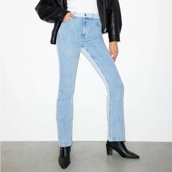 Dynamite Candice Two tone Boot cut Jeans High Rise Waist Denim Cotton Blue 25 - Picture 1 of 15